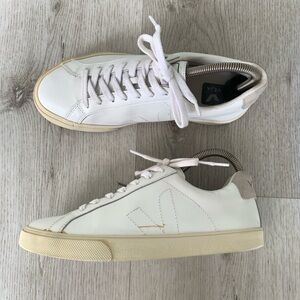 Veja White Leather Sneakers with Cream Sole